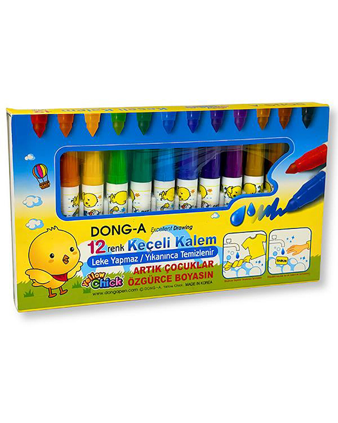 Dong-A Jumbo Yıkanabilir Keçeli Boya Kalemi 12 Renk 