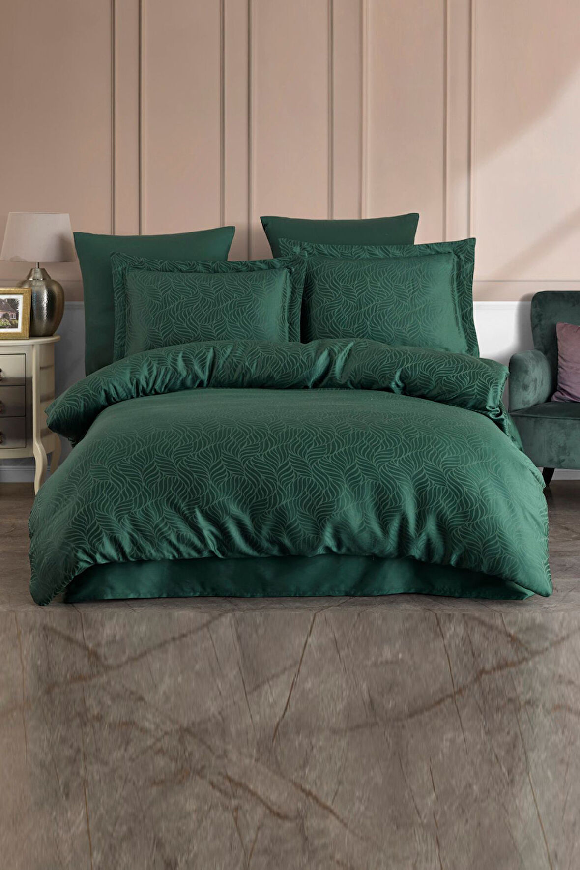 Varol Liyosel Jakar Nevresim Takımı Tek Kişilik - Lienzo Yeşil