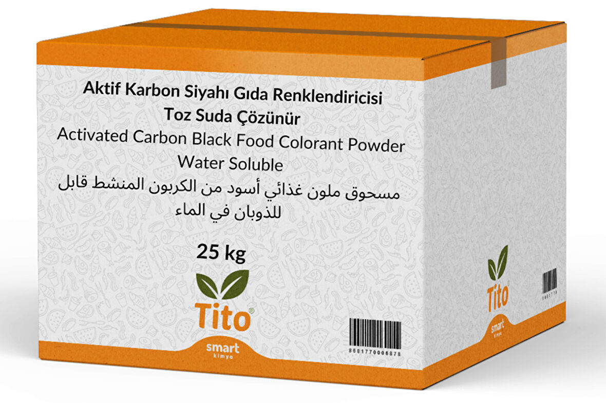 Bitkisel Karbon (Aktif Karbon) Siyahı Gıda Renklendiricisi Toz Suda Çözünür E153 25 kg