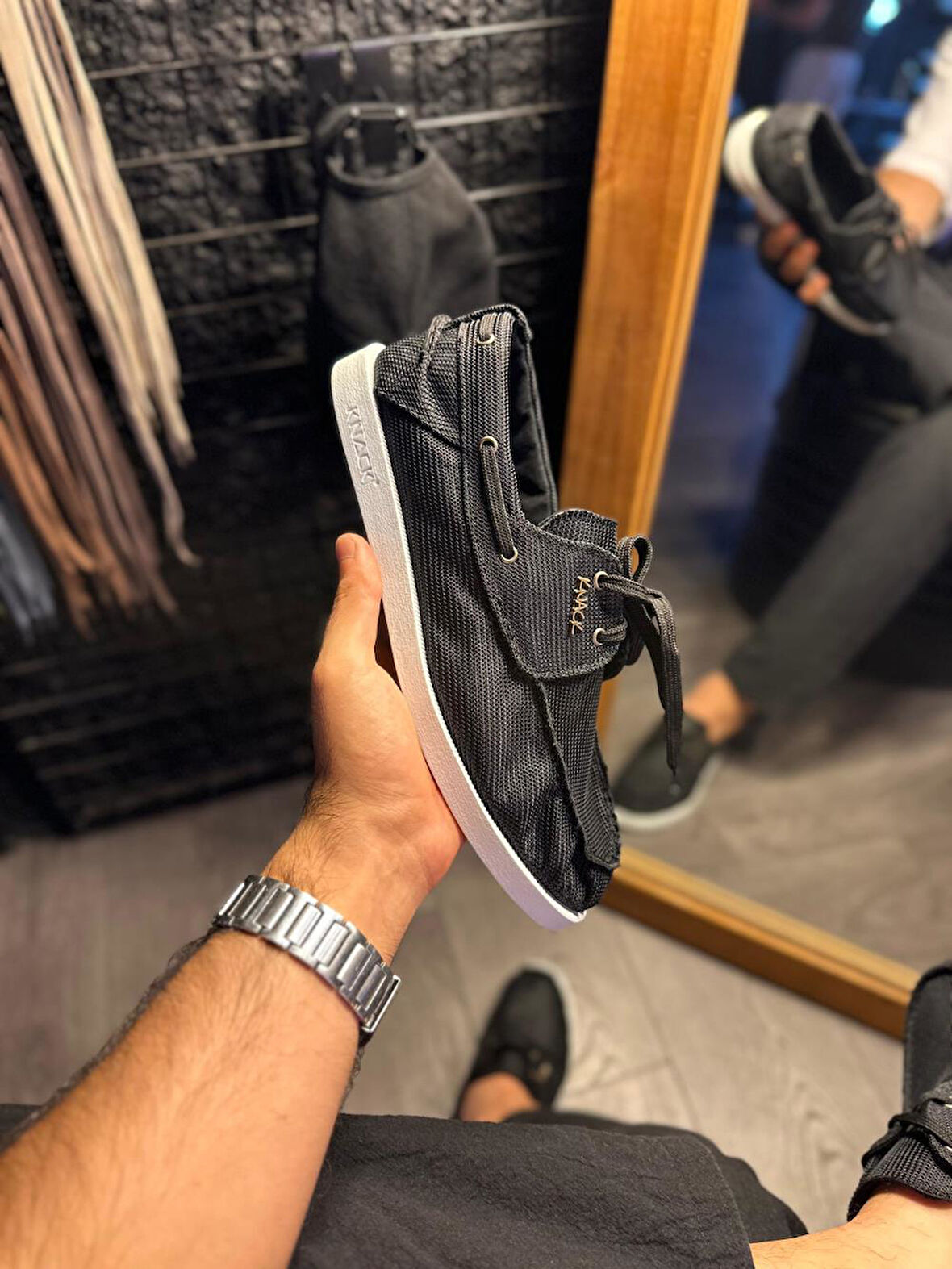 Knack Mevsimlik Keten Ayakkabı 008 Siyah (Beyaz Taban)