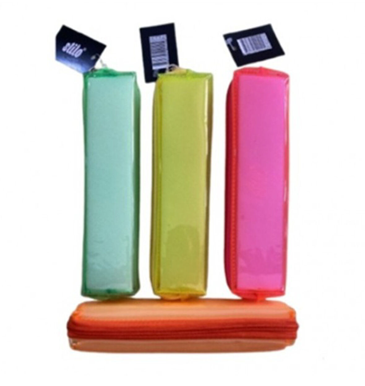 Stilo Kalem Çantası Neon Renkli Şeffaf Karışık - 1 adet