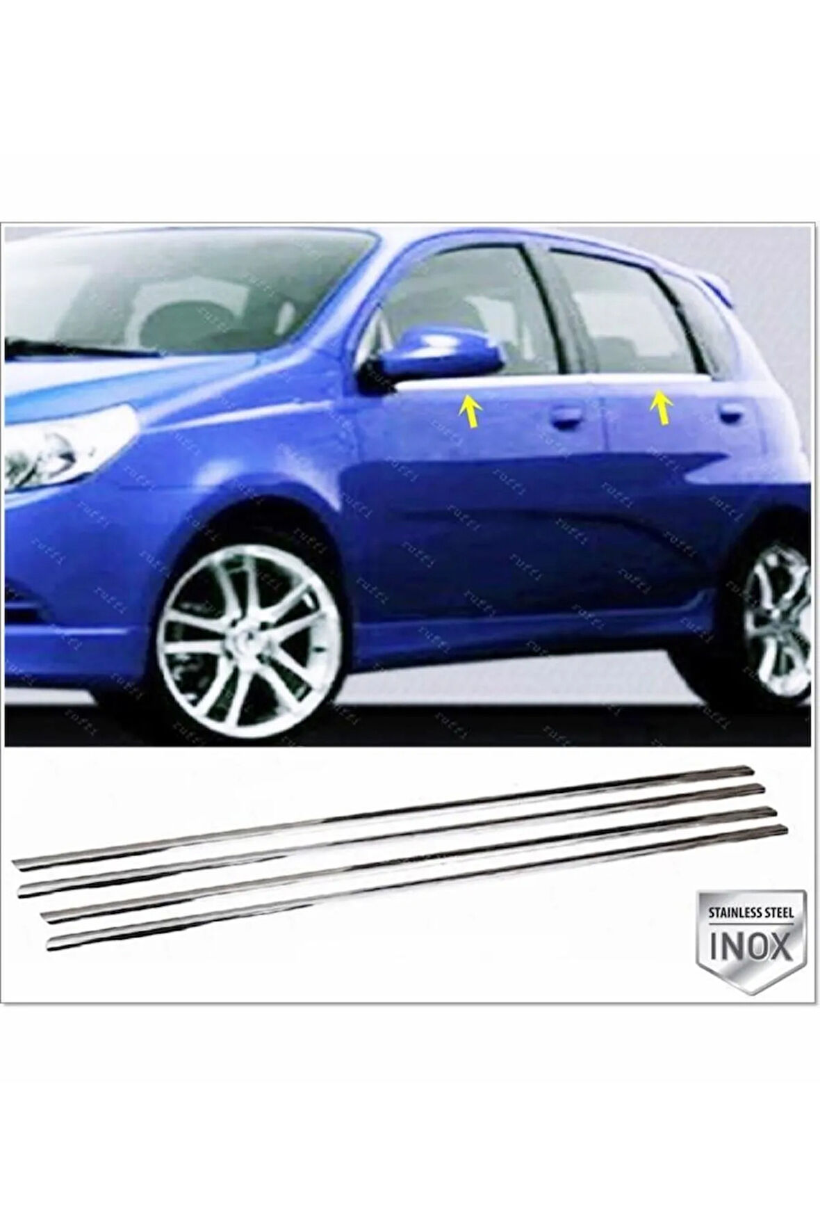 Chevrolet Aveo Hb Krom Cam Çıtası 4 Parça 2005-2011 Arası P.çelik