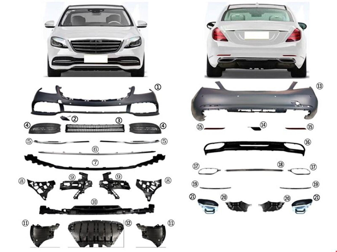 Mercedes Body Kit Standart Tip On>arka Dolu W222 18> - Vortex V2206432
