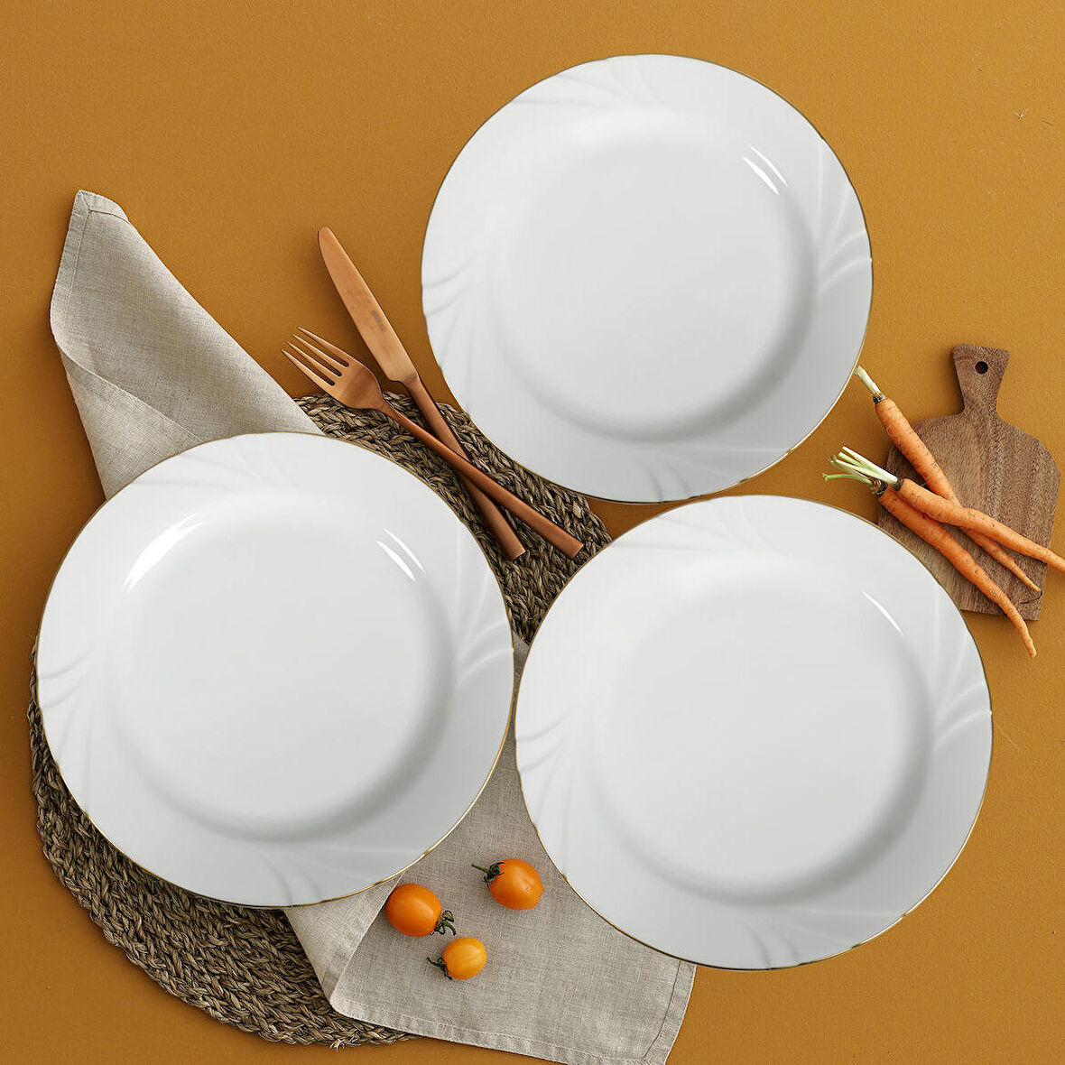GÜRAL PORSELEN SOPRANO 6 ADET 21 cm PASTA TABAĞI - GOLD