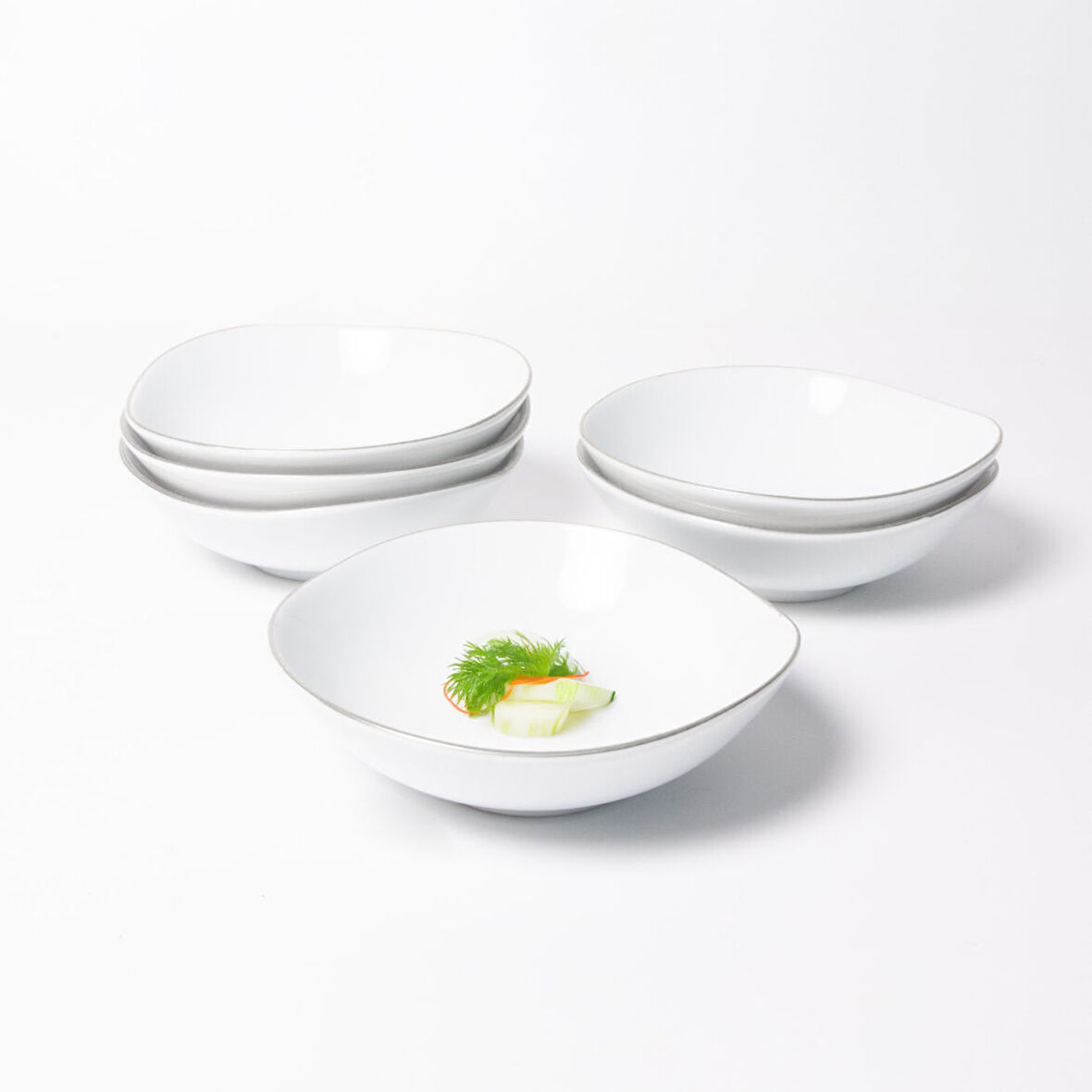 GÜRAL PORSELEN Roden 6 Parça 15 Cm Çorba Kasesi Gümüş Yaldız