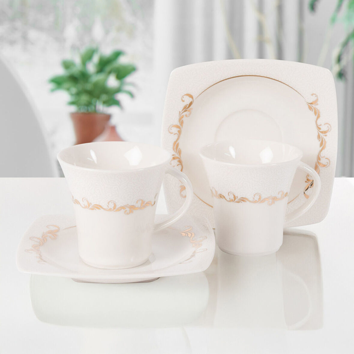 GÜRAL PORSELEN Caroline 6 Kişilik Kahve Takımı 6599