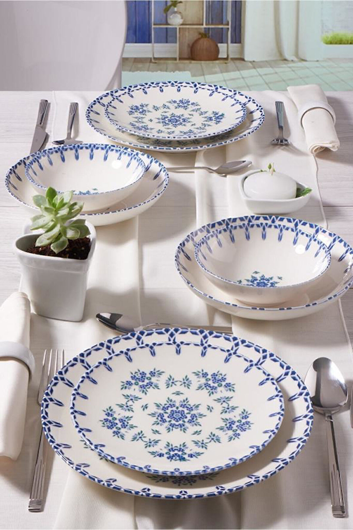 Güral Porselen Camelia 24 Parça 6 Kişilik Bone Yemek Takımı Dg 1654