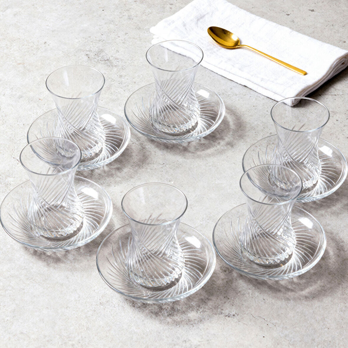 GÜRAL PORSELEN Güral Cam 12 Parça 6 Kişilik  Çay Takımı Mystıc