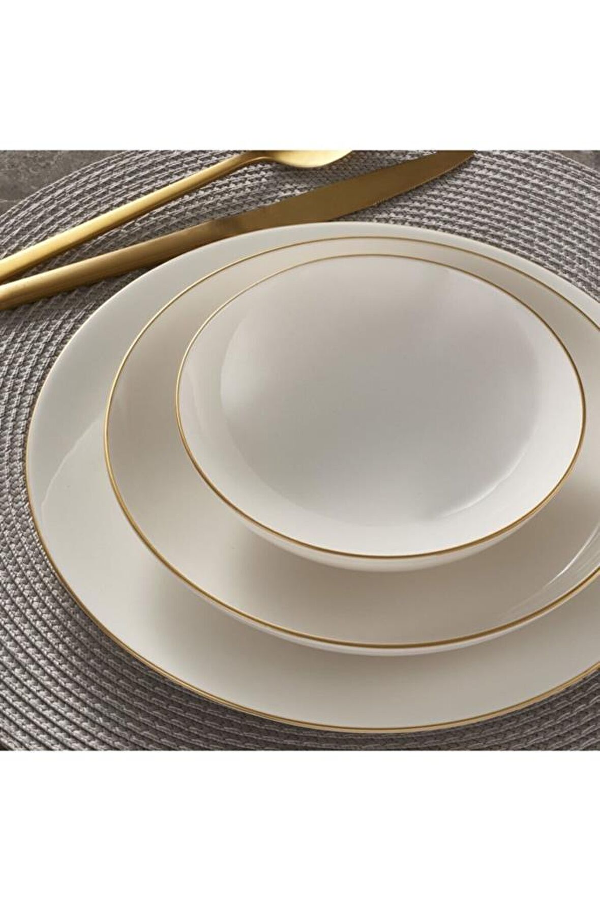 Atina 24 Parça 6 Kişilik Modern Yuvarlak Bone Porselen Yemek Takımı
