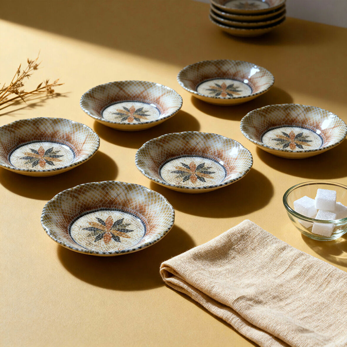 GÜRAL PORSELEN Acem 12 Parça 10 cm Çay Tabağı 3036