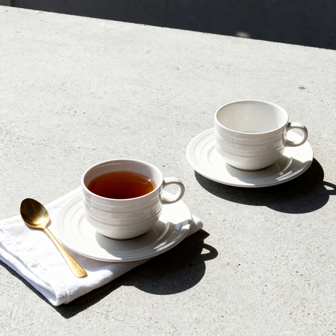 GÜRAL PORSELEN Lizbon 4 Parça 2 Kişilik Çay Fincanı Ve Tabağı 170 Cc