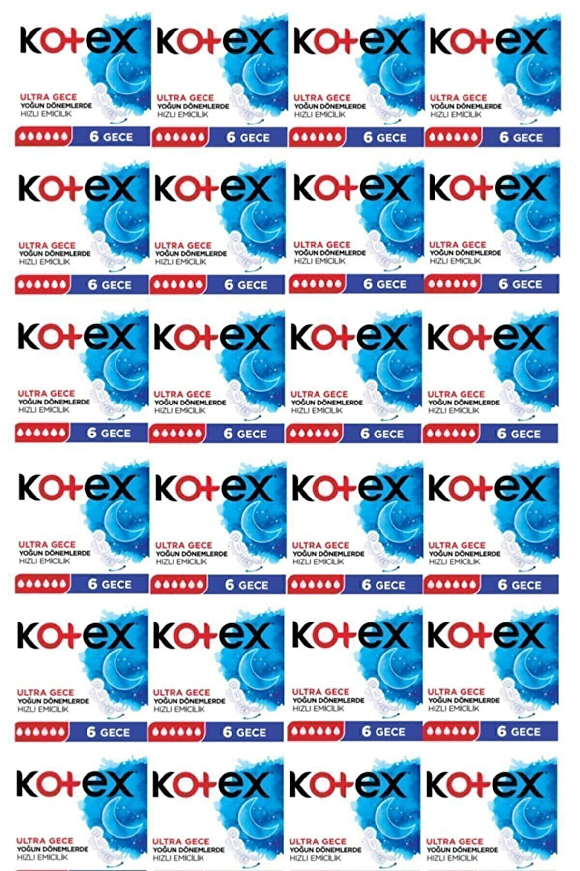 Kotex Ultra Tekli Gece Hijyenik Ped 24*6=144 Adet