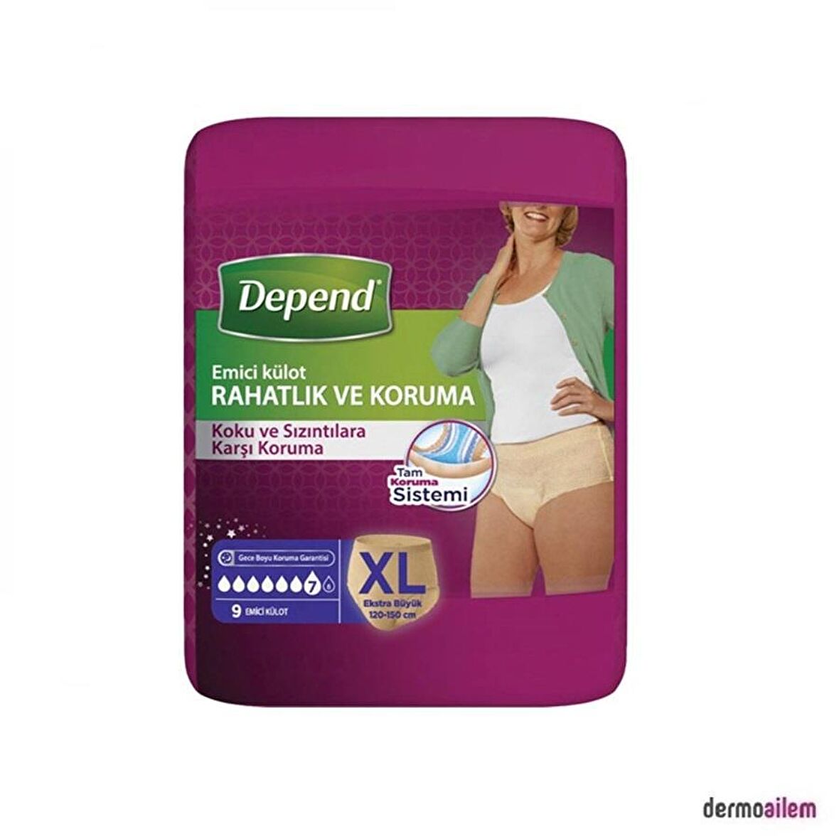 Depend Ekstra Büyük Boy (XL) 9'lu Kadın Emici Külot