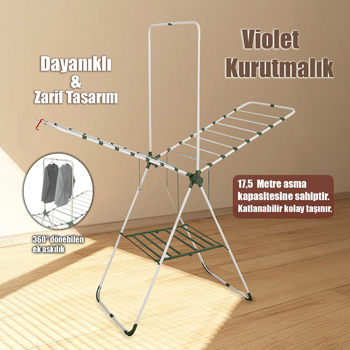 PERİLLA 17042 VİOLET ALÜMİNYUM ÇAMAŞIR KURUTMALIK