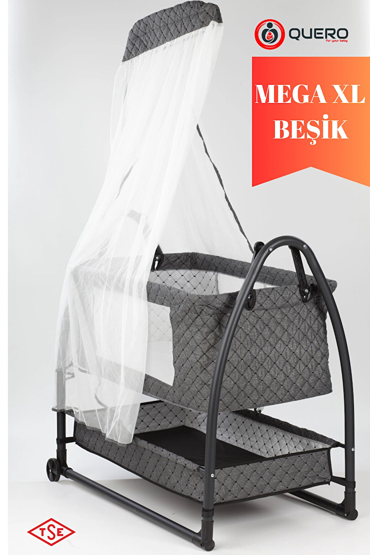  Diva Anne Yanı Cibinlikli, Tenteli, Sallanır, Tekerlekli, Sepetli, Keten Kapitone, Portatif Sepet Beşik