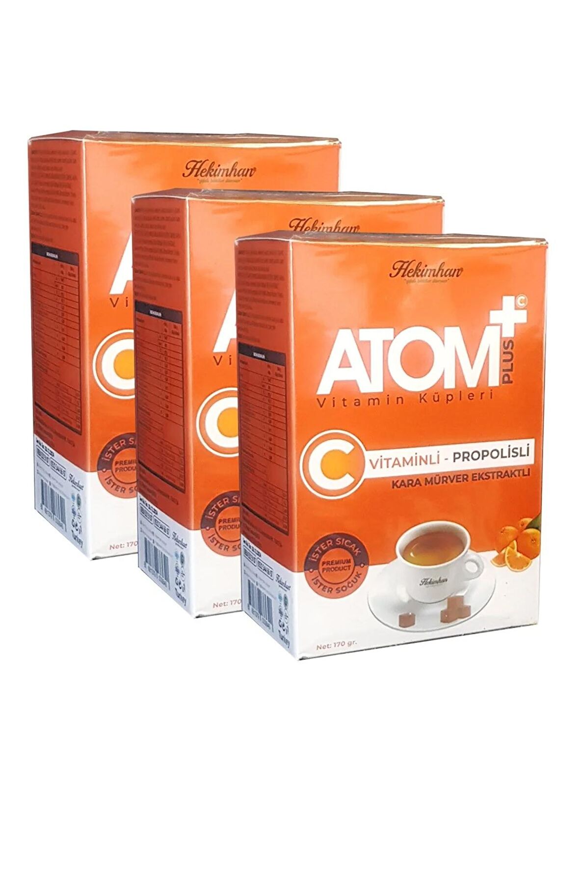 3 Kutu Atom Çayı Atom Plus Vitamin Küpleri C Vitamin + Propolis Atom Küpü