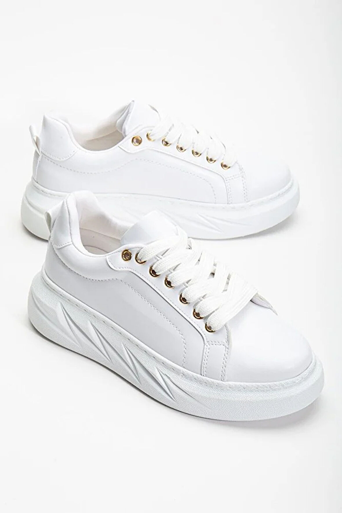 Beyaz Ortopedik Deri Sneakers