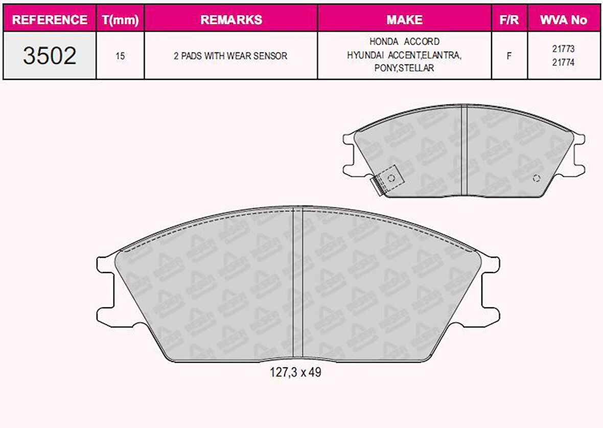 Hyundaı On Fren Balatası Hyundaı Accent 1995-2005 Getz 2002-> Excel 1990-1994 - Beser 3502