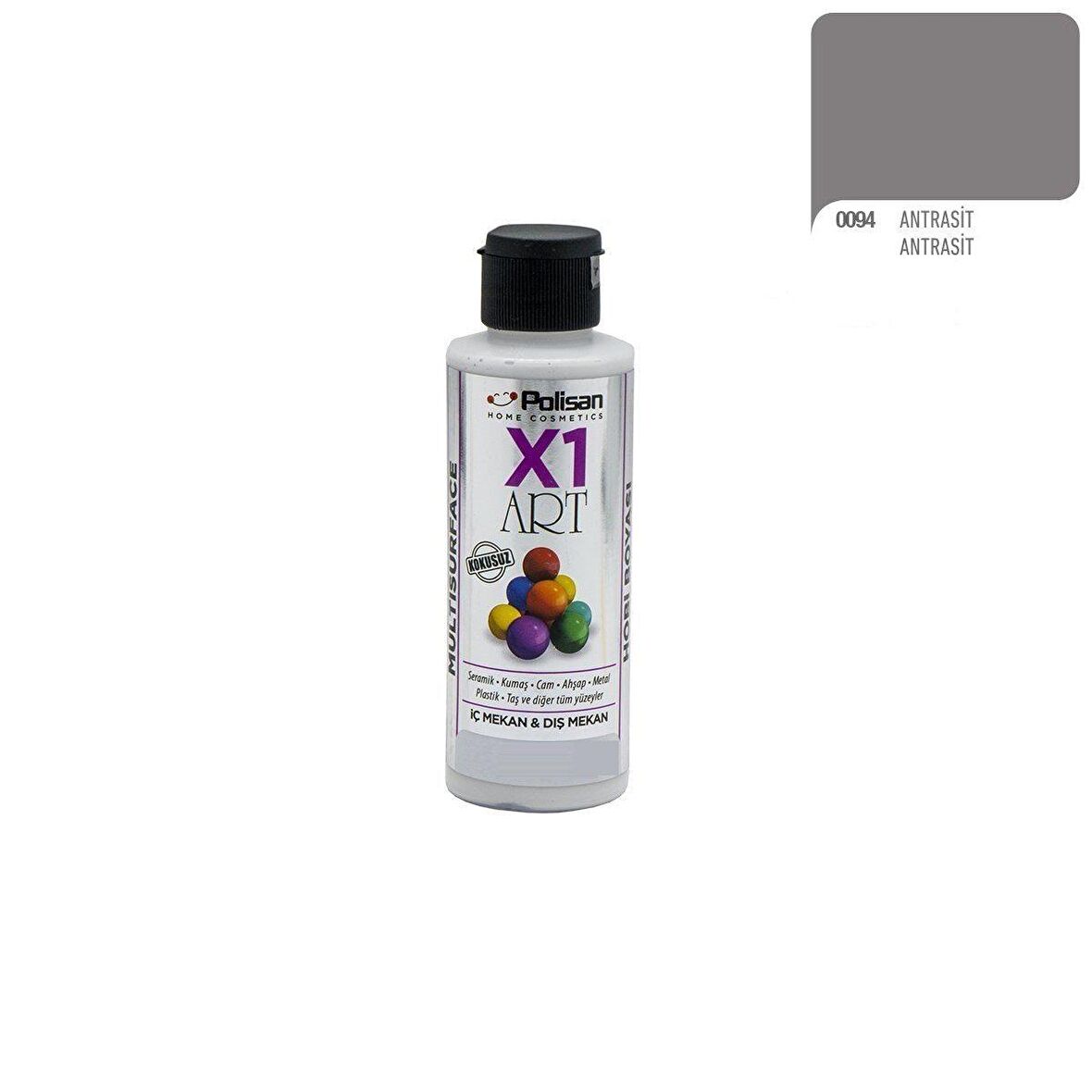 Polisan X1art Multisurface Hobi Boyası 120ml - ANTRASİT