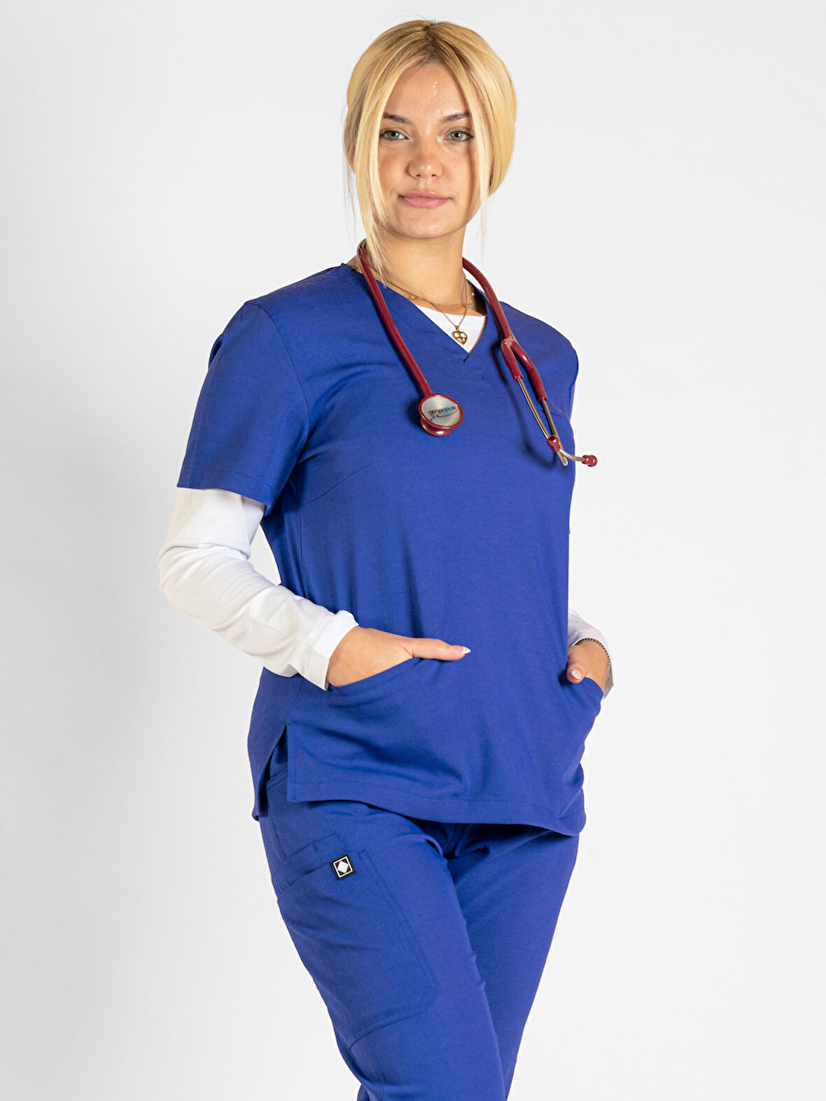 PROF Tea Rose Medikal Giyim Scrubs Cerrahi Takım Doktor Hemşire Likralı Hastane Üniforması