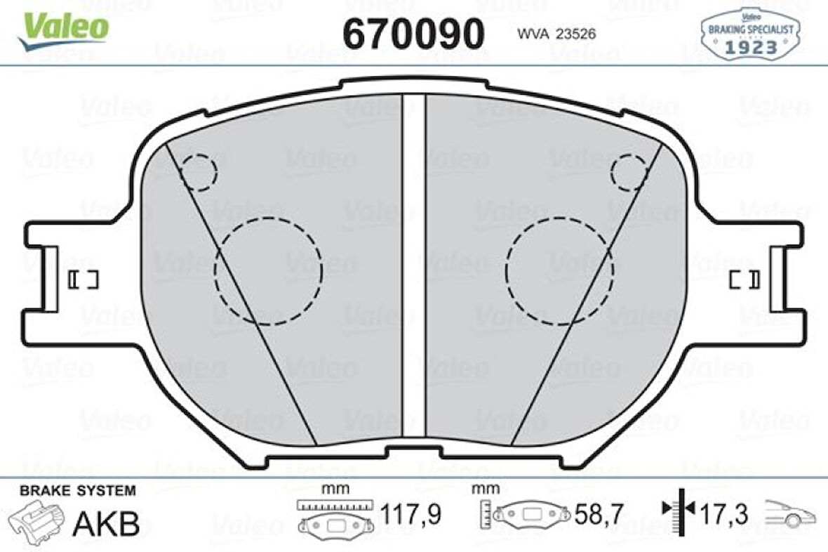 Toyota Fren Balatası On Toyota Corolla 2001-2007 Verso 2001-2004 - Valeo 670090