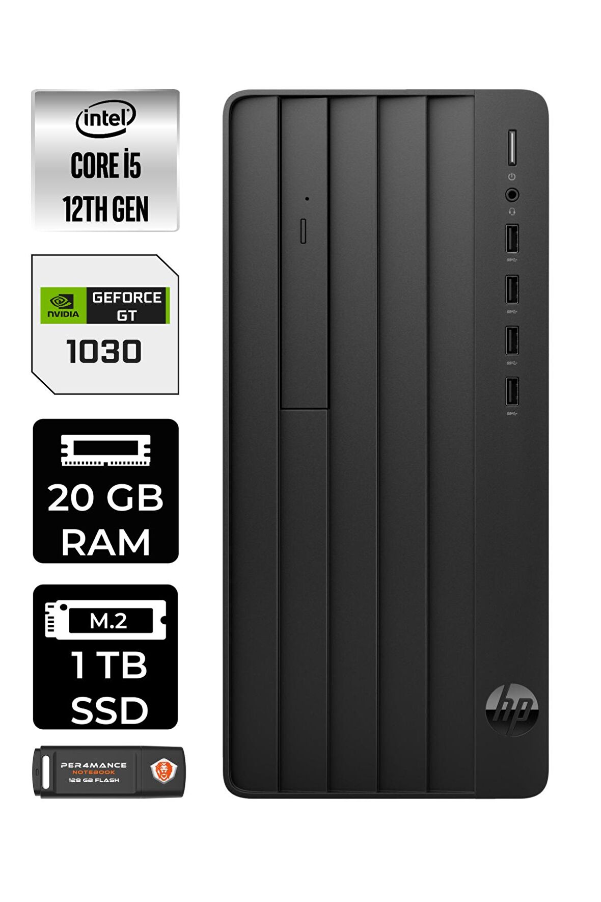 HP PRO TOWER 290 G9 i5 12500 20GB RAM 1TB SSD GT1030/4GB FDOS 6D3A5EA MASAÜSTÜ PC & PER4 BELLEK