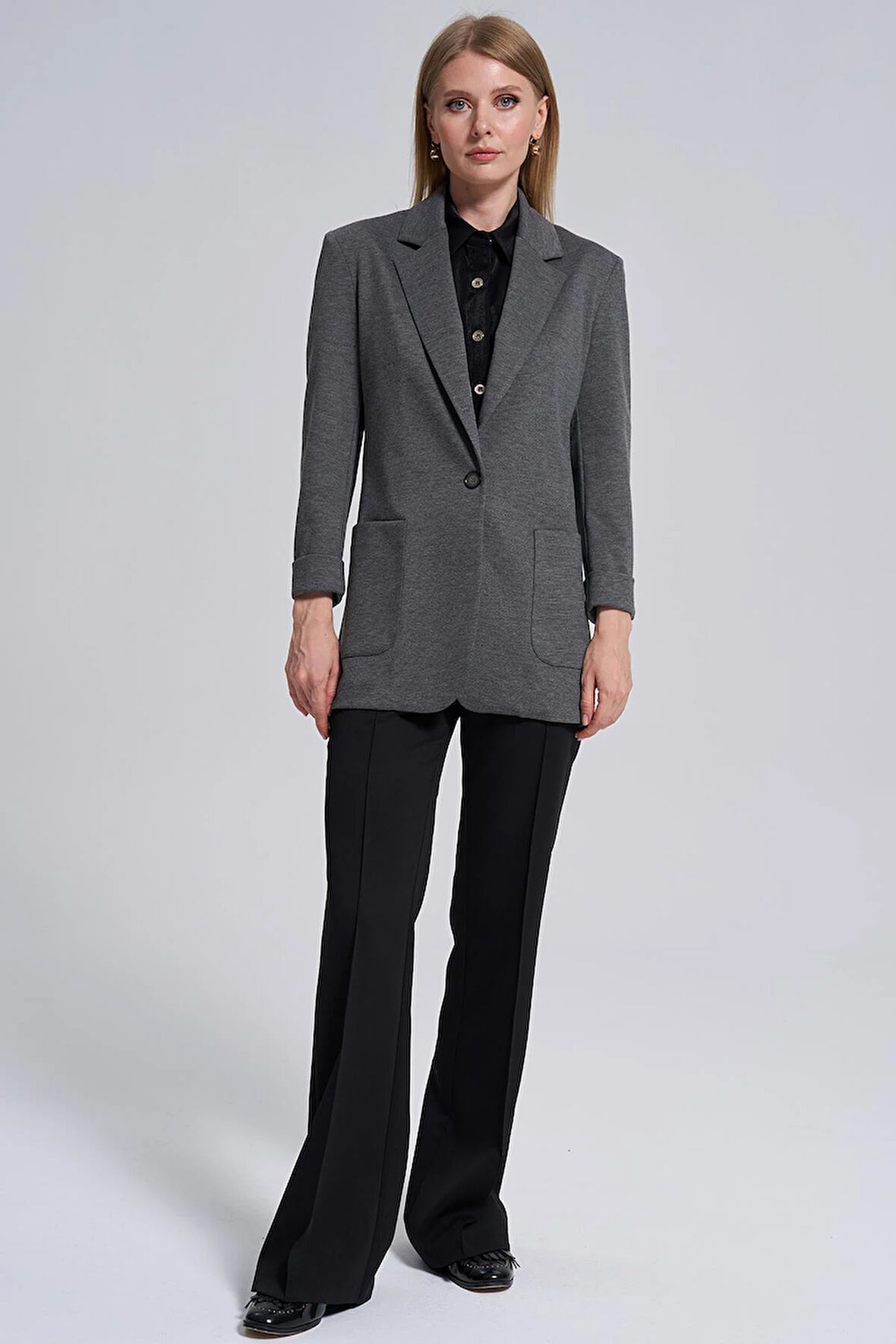 Mono Yaka-Cep Detaylı Ceket