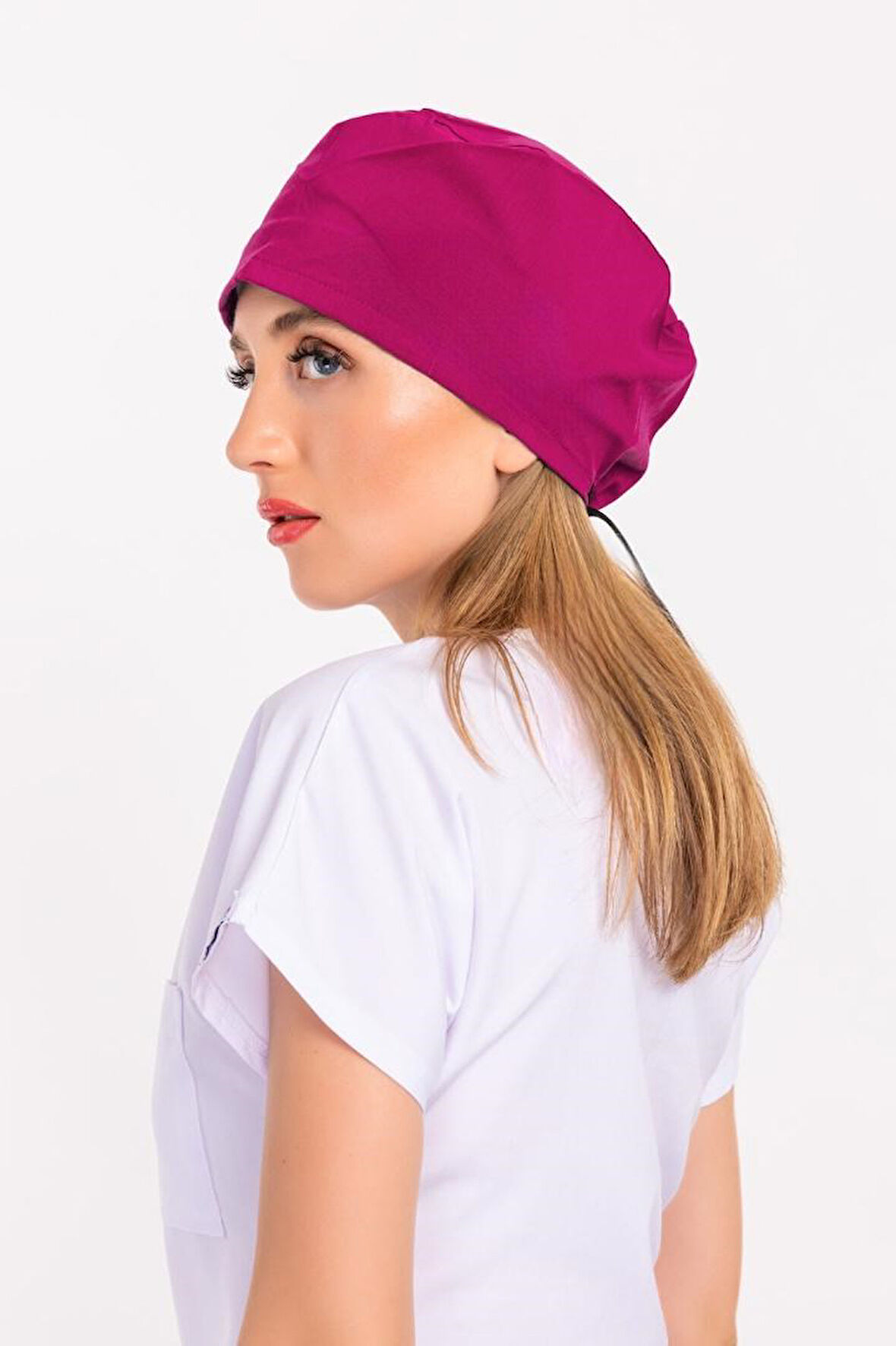 Unisex Düz Koyu Pembe Doktor Hemşire Hastane Medikal Cerrahi Bonesi