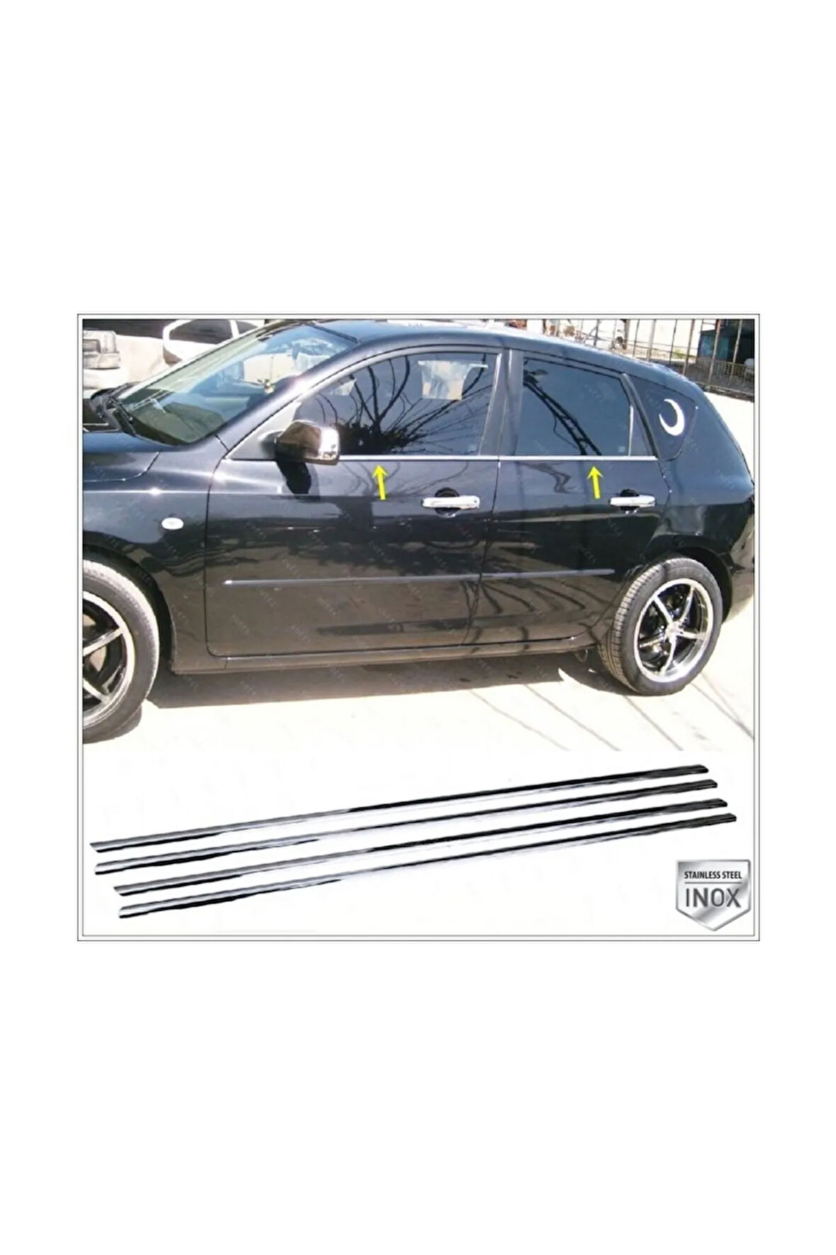 Mazda 3 Krom Cam Çıtası 4 Prç. 2003-2009 P. Çelik (HB)