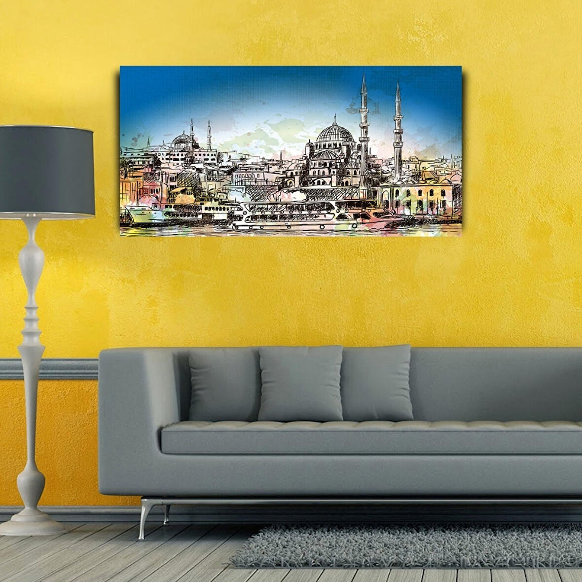 Boğazdan İstanbul Manzarası Kanvas Tablo 60 x 120