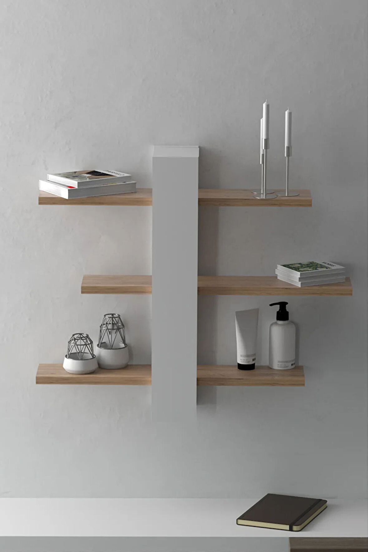 3 Raflı Dekoratif Duvar Rafı