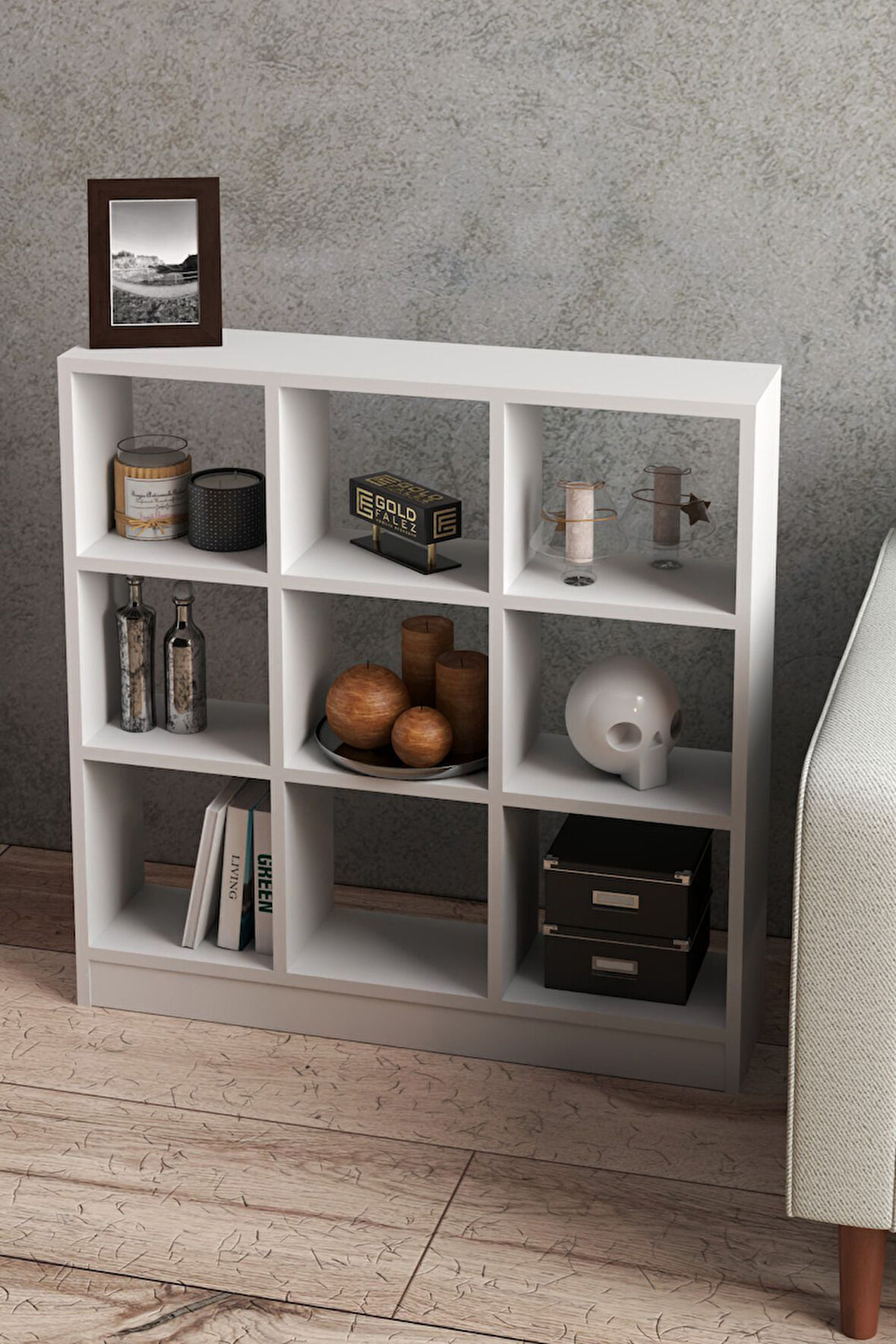 KİTAPLIK ÇOK AMAÇLI MUTFAK RAF DOLAP  9 BÖLMELİ BEYAZ