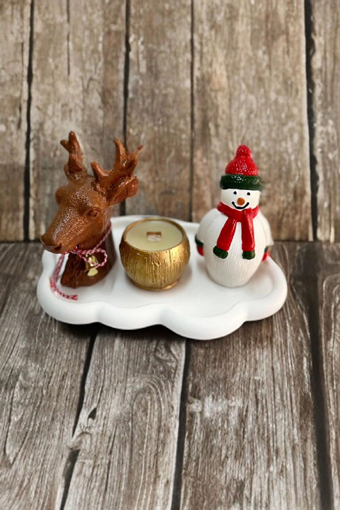 Cottonova CB01 Dekoratif Mumluk, Obje Geyik ve Kardan adam Obje