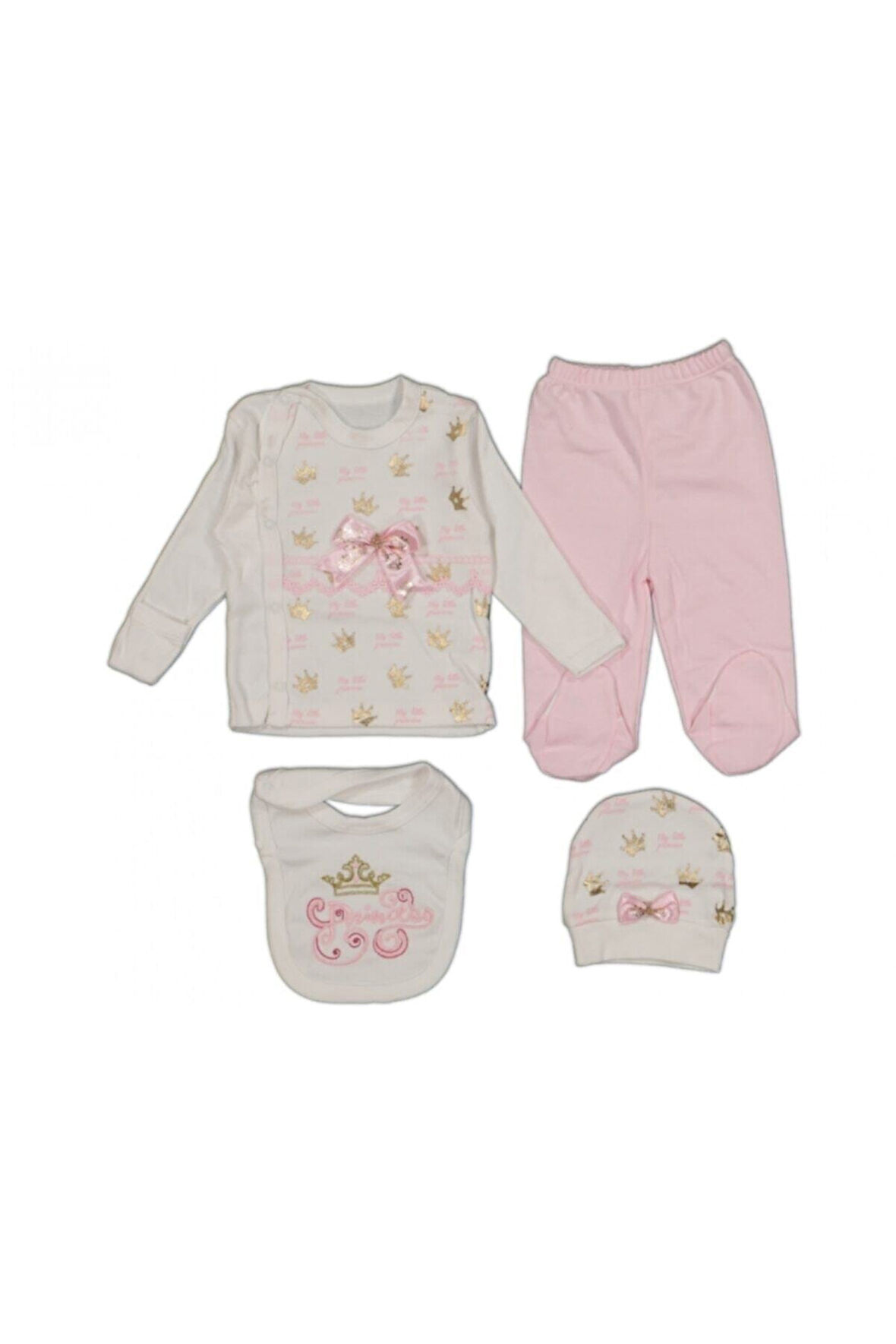 Kız Bebek 4'lü Zıbın Set Princess Pembe