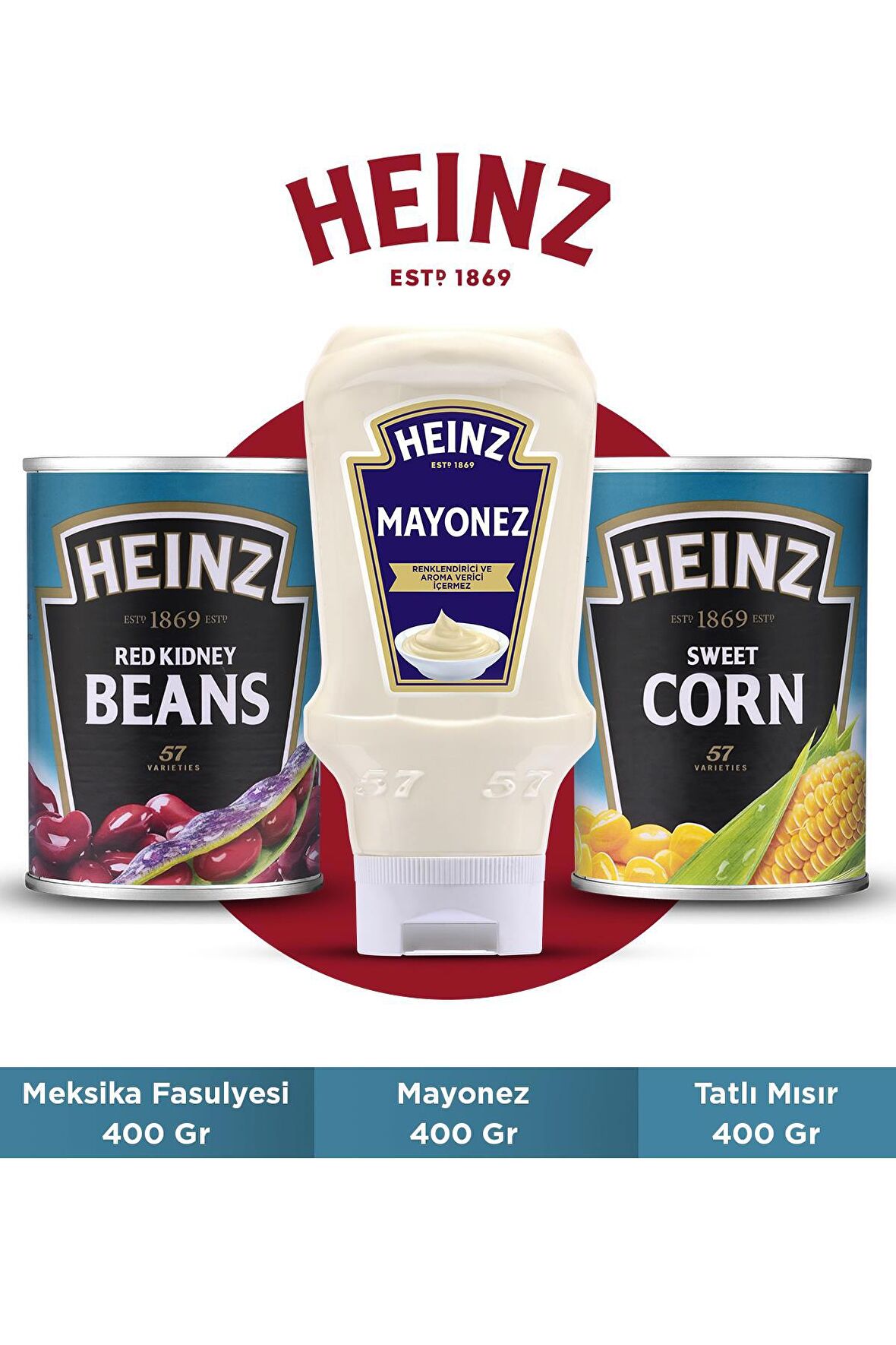 Heinz Salata Paketi (Meksika Fasulyesi 400 Gr + Mayonez 400 Gr + Tatlı Mısır 400 Gr)