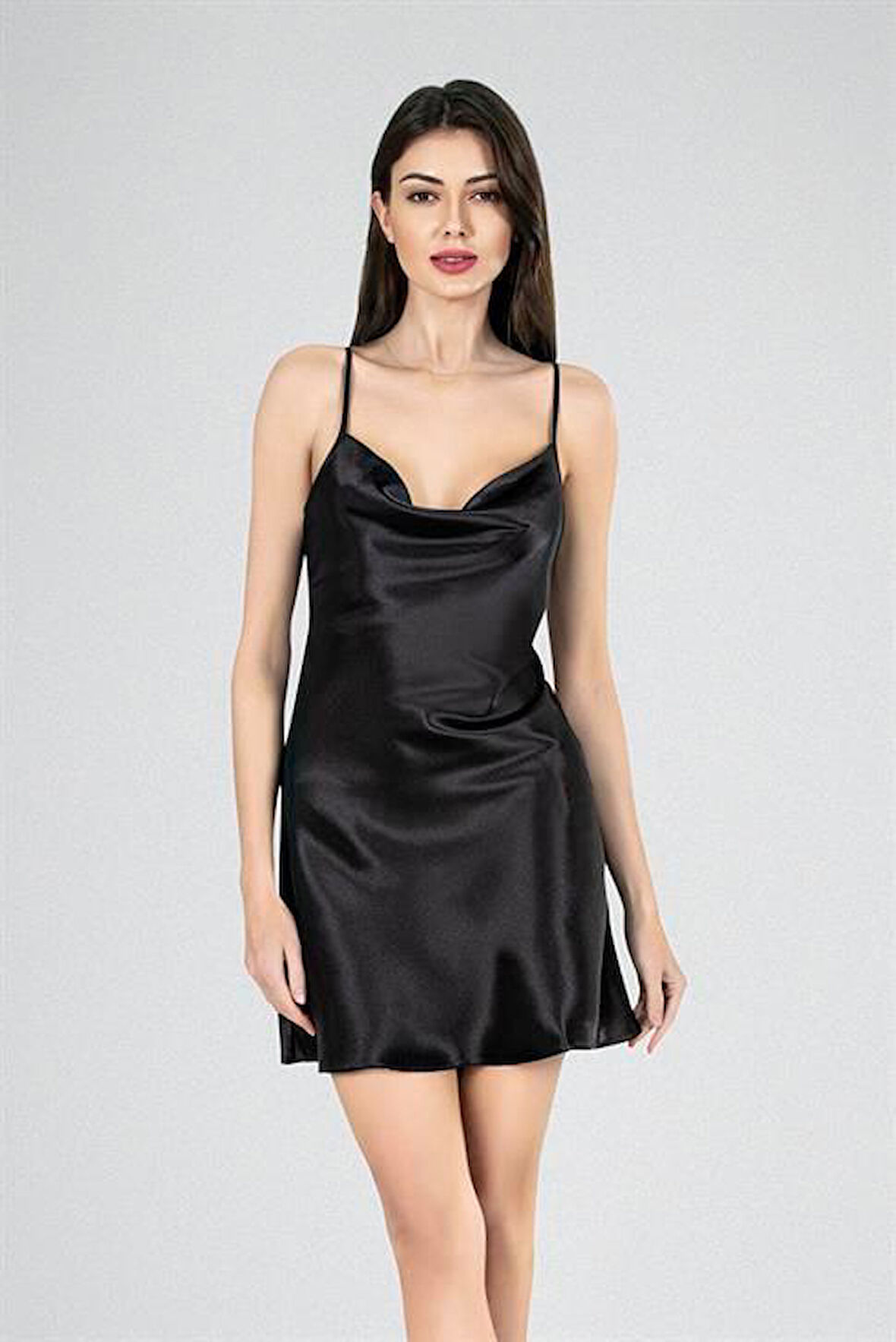 Aria's Closet Kısa Gecelik Degaje Siyah 7740