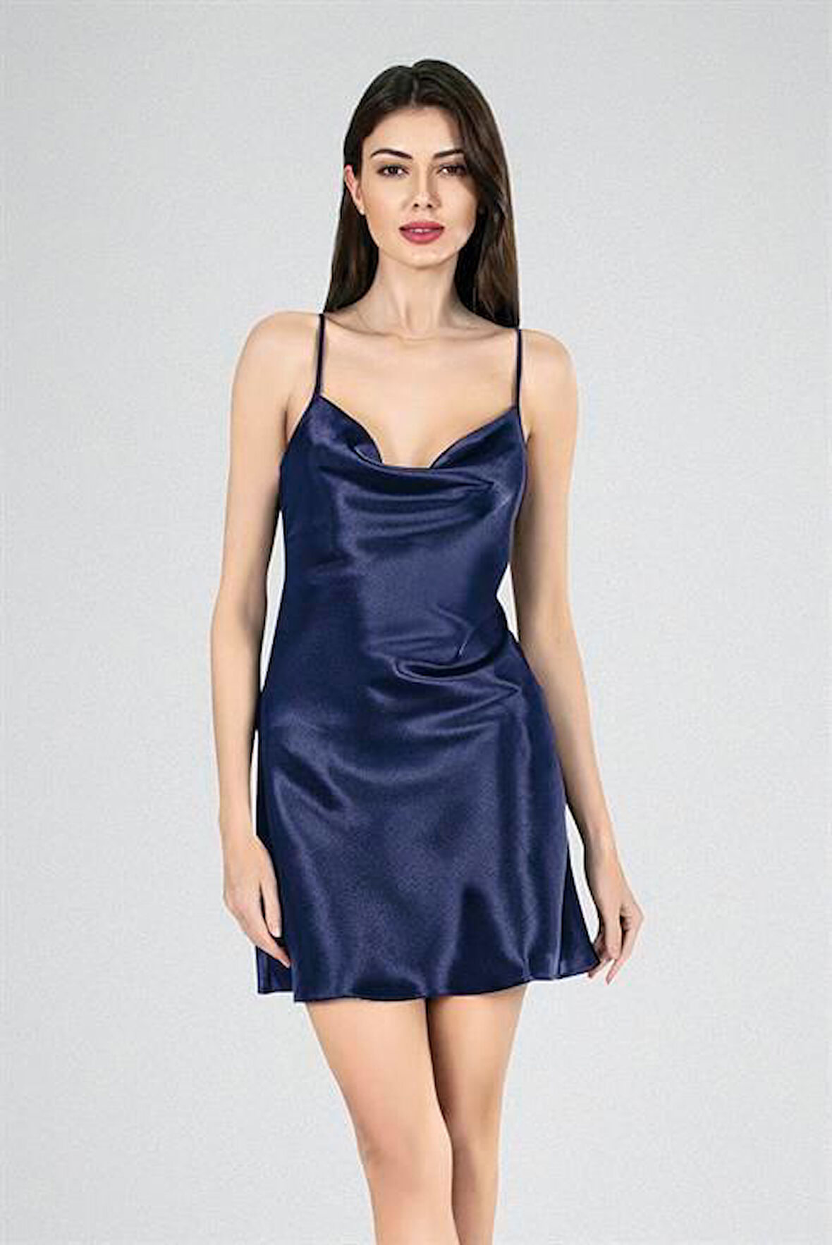 Aria's Closet Kısa Gecelik Degaje  Lacivert 7740