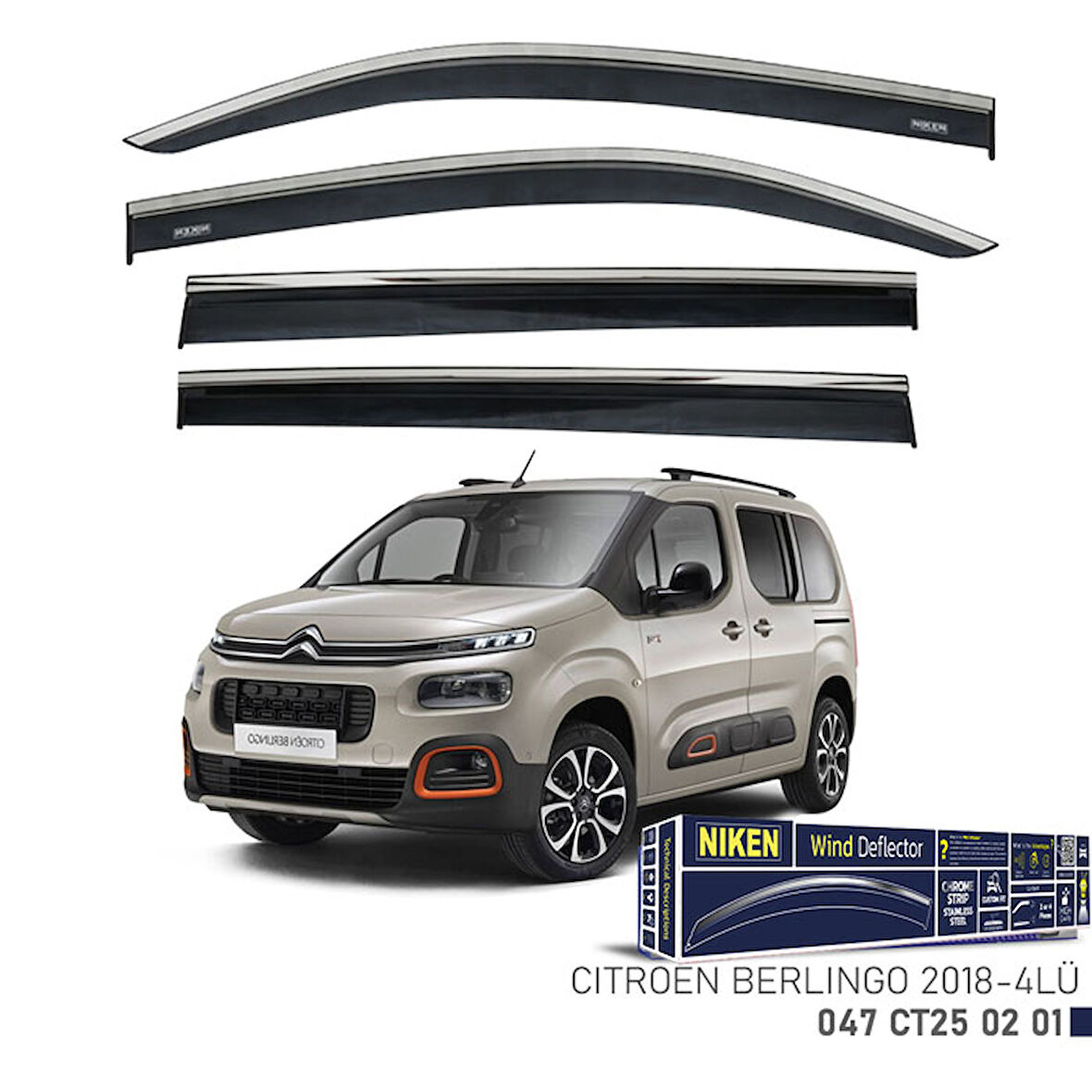 Citroen Berlingo Niken Kromlu Cam Rüzgarlığı 2li 2019 ve Üstü