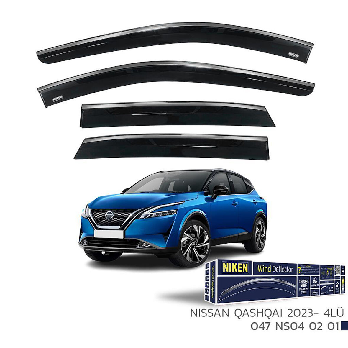 Nissan Qashqai Niken Kromlu Cam Rüzgarlığı 4lü Set 2023