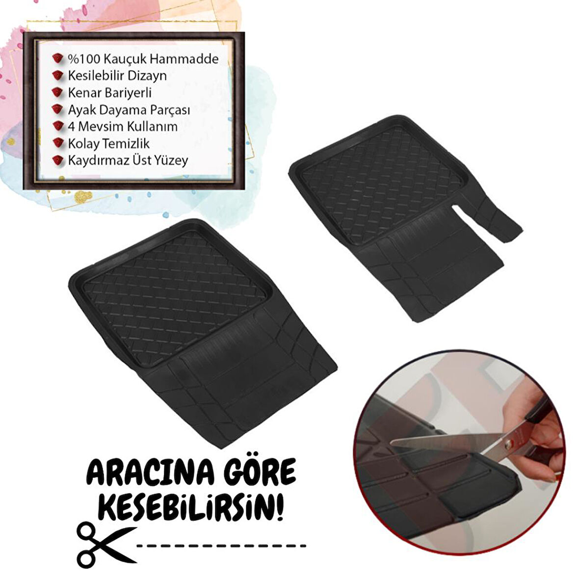 Ferrous Her Araca Uyumlu Üniversal Kauçuk Havuzlu Paspas Ön 2 Parça