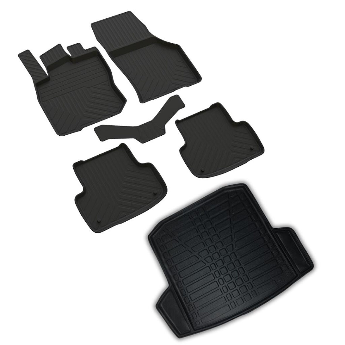 Skoda Octavia Ferrous 4D Havuzlu Kauçuk Paspas ve Kulaklı 3D Bagaj Havuzu 2021 ve Üstü