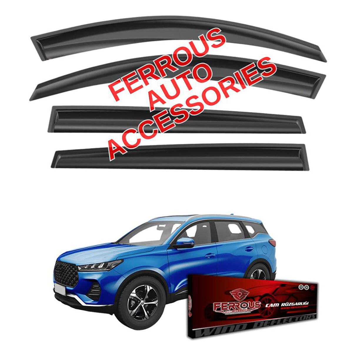 Chery Tiggo 7 Pro Max Ferrous Cam Rüzgarlığı 4lü Set 2023 ve Üstü