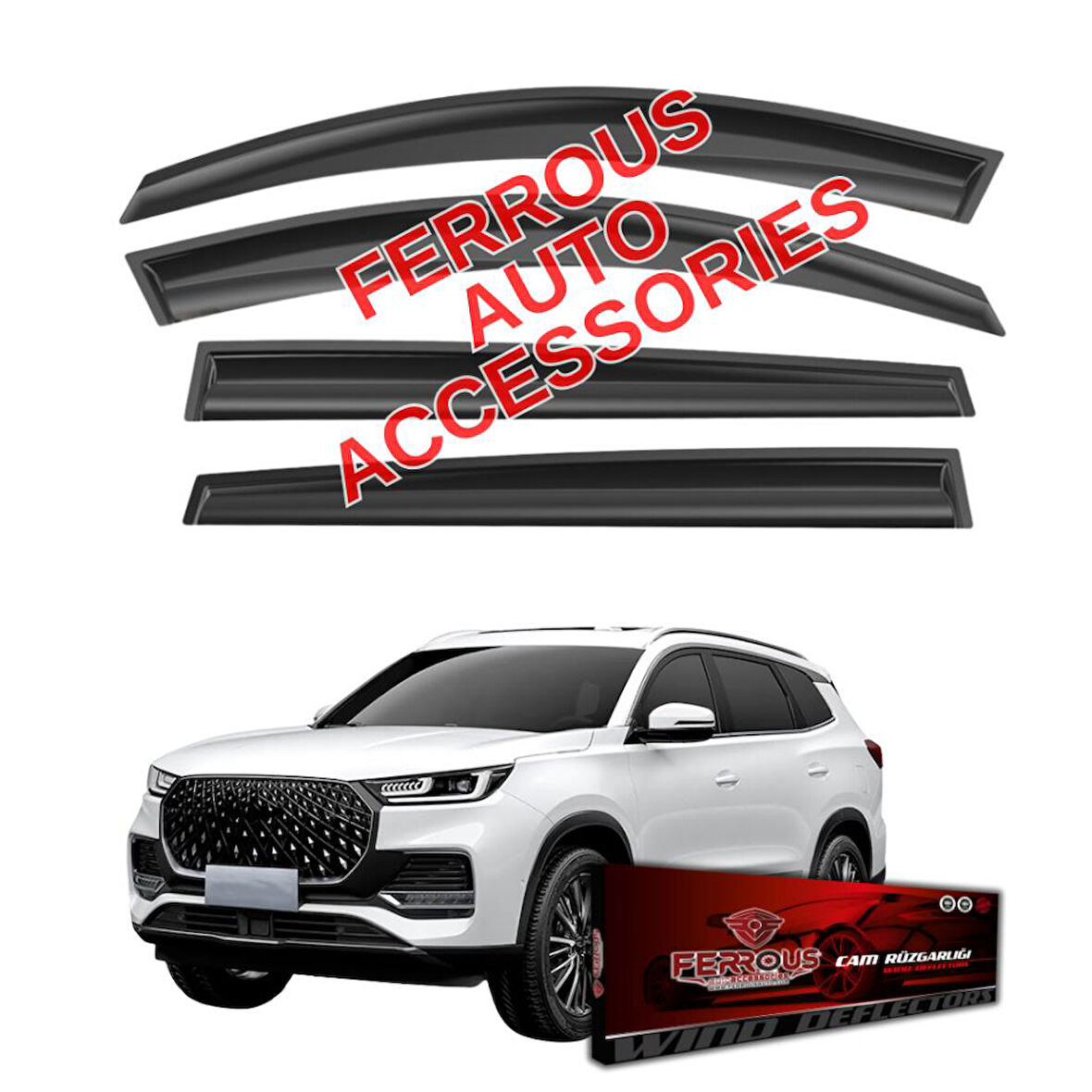 Chery Tiggo 8 Pro Max Ferrous Cam Rüzgarlığı 4lü Set 2023 ve Üstü