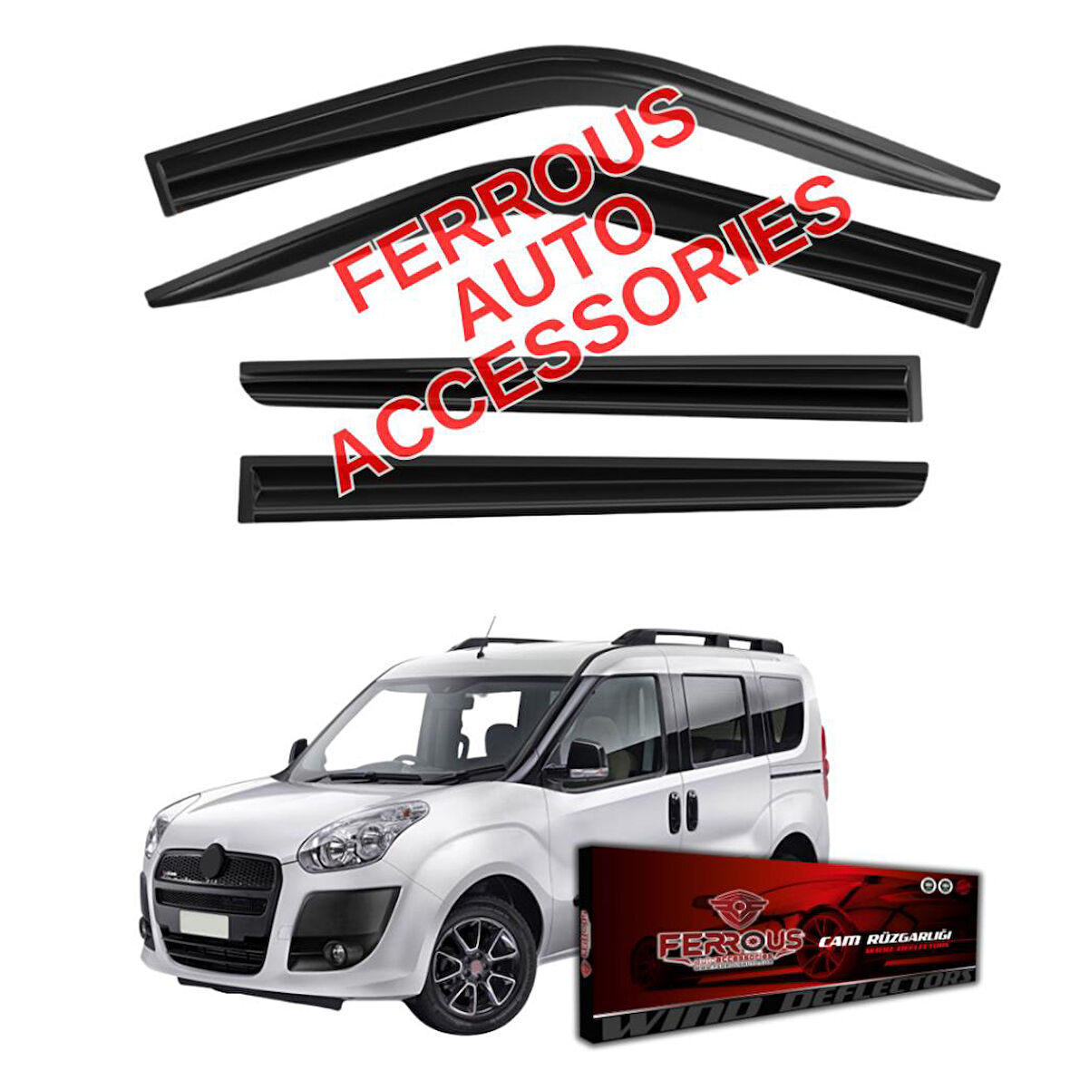 Fiat Doblo Ferrous Cam Rüzgarlığı 4lü Set 2010 2023