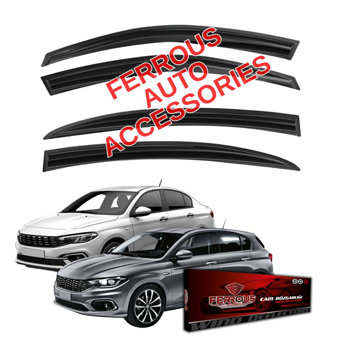 Fiat Egea Sedan/HB Ferrous Cam Rüzgarlığı 4lü Set 2021 ve Üstü