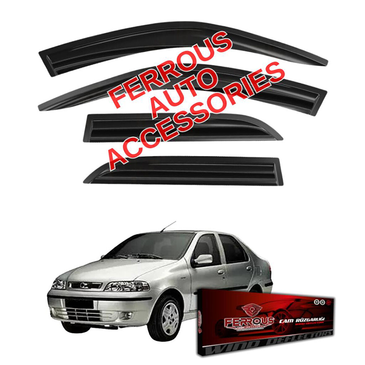 Fiat Siena Ferrous Cam Rüzgarlığı 4lü Set 2006 2012