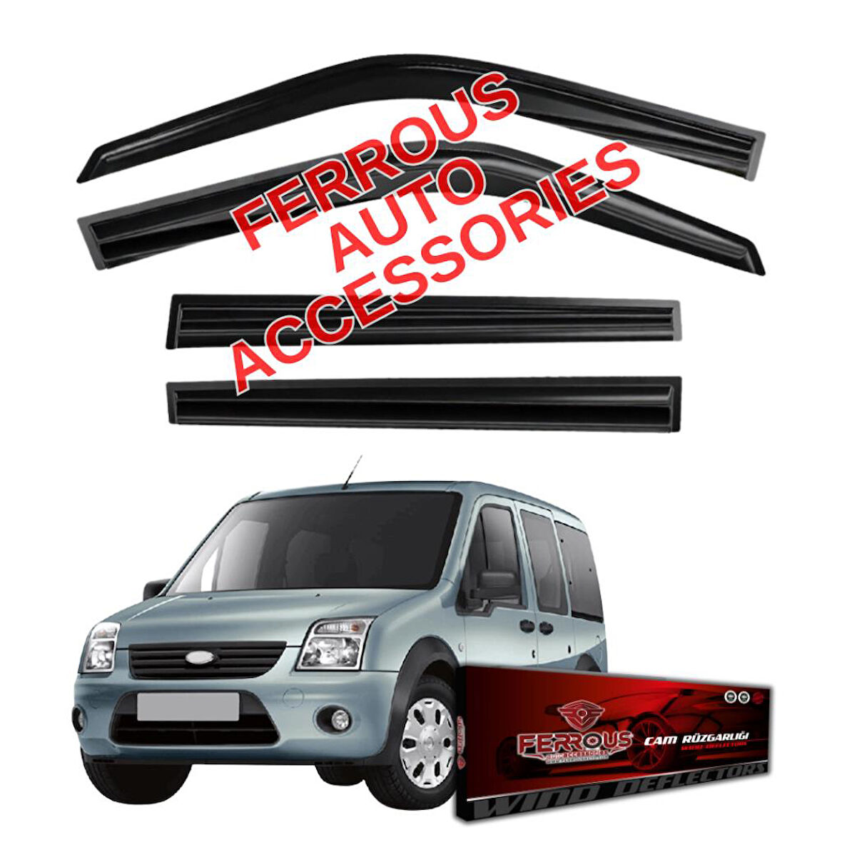 Ford Connect Ferrous Cam Rüzgarlığı 4lü Set 2002 2014