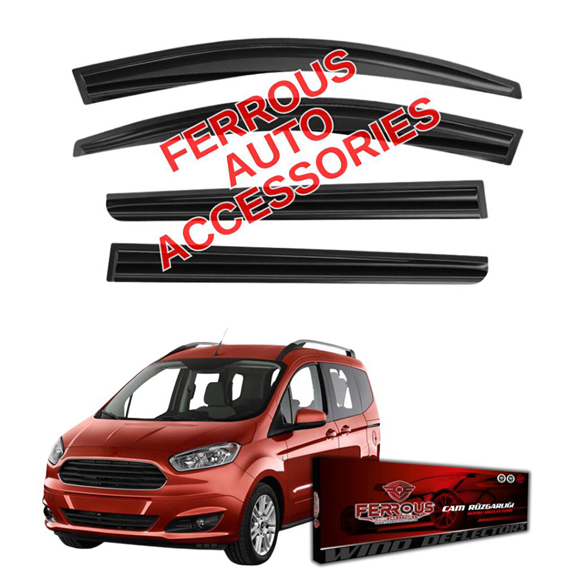 Ford Courier Ferrous Cam Rüzgarlığı 4lü Set 2014 2022