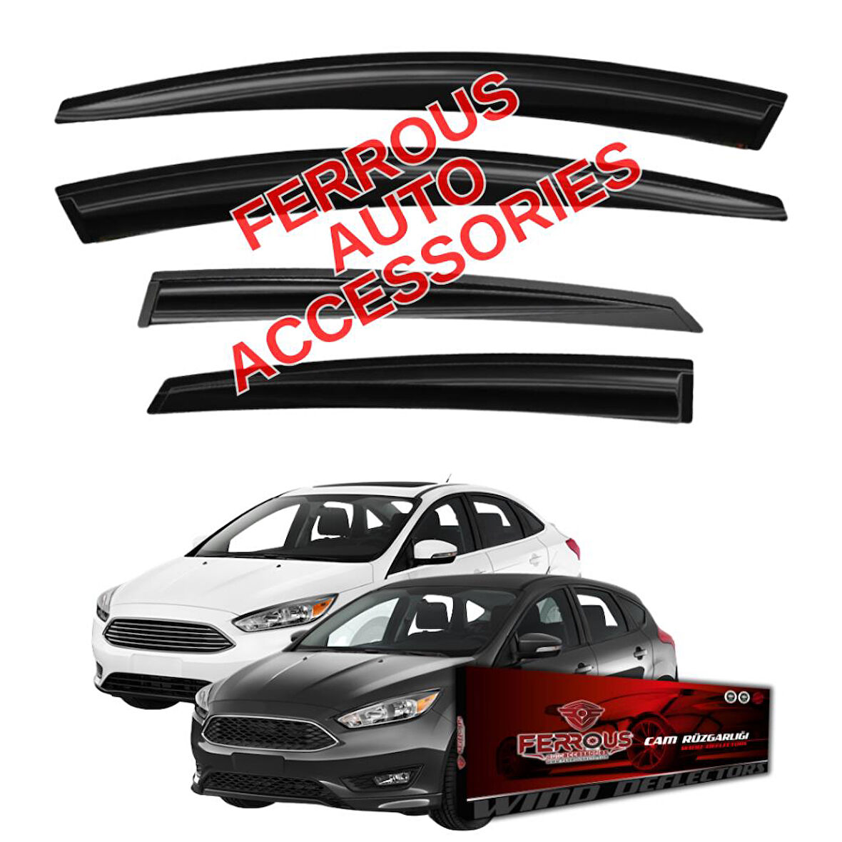 Ford Focus 3 Sedan/HB Ferrous Cam Rüzgarlığı 4lü Set 2012 2018