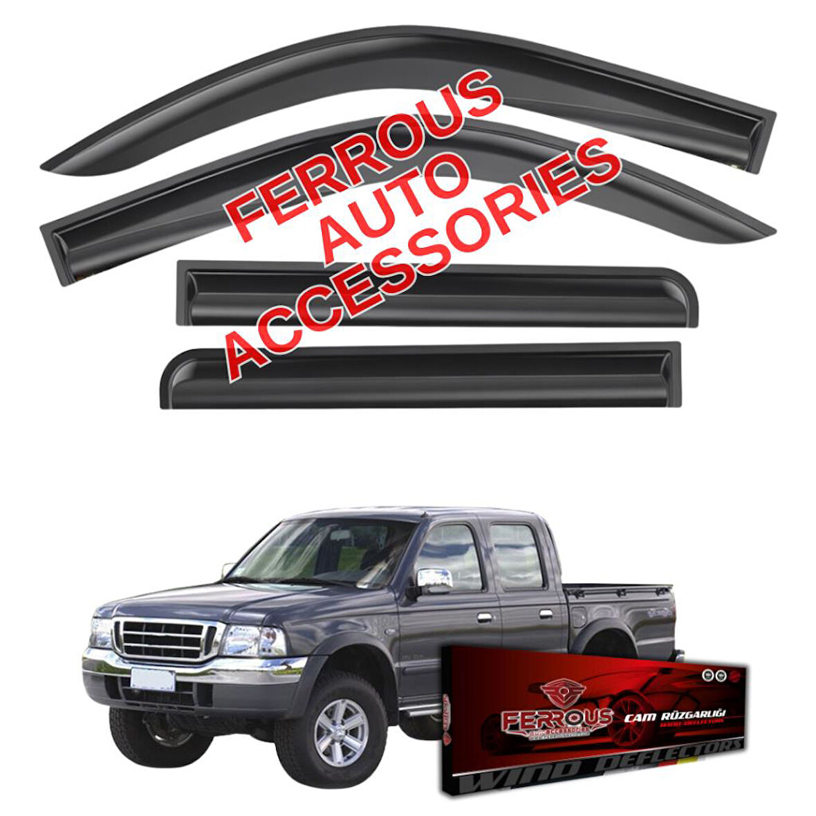 Ford Ranger Ferrous Cam Rüzgarlığı 4lü Set 1999 2005